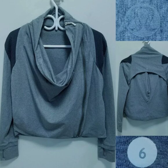 Lululemon Sway Jacket 6 Small Asymmetrical Zipper Charcoal Gray Woman's Sweater - Picture 1 of 8
